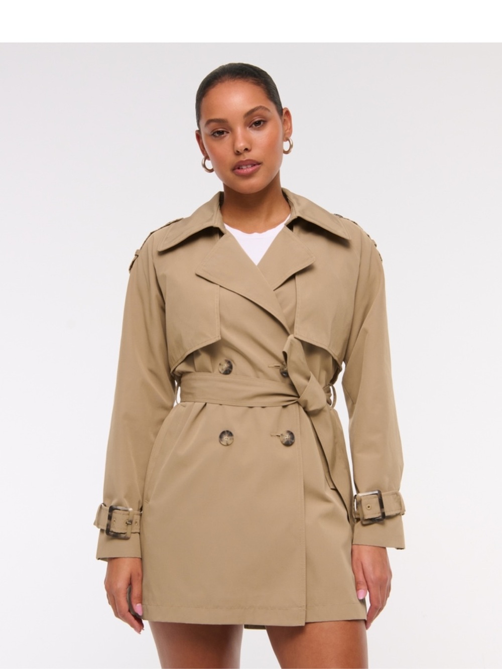 Abercrombie & Fitch Tan Trench Coat with Belt - Picture 7 of 12